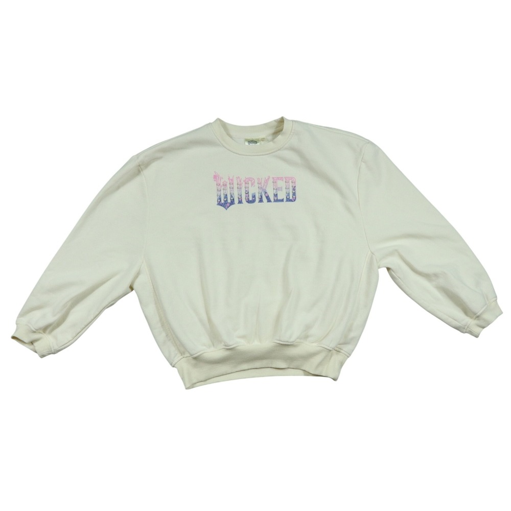 Wicked Sweatshirt Cream Pearl Studs Butterfly Graphic Crewneck XXS